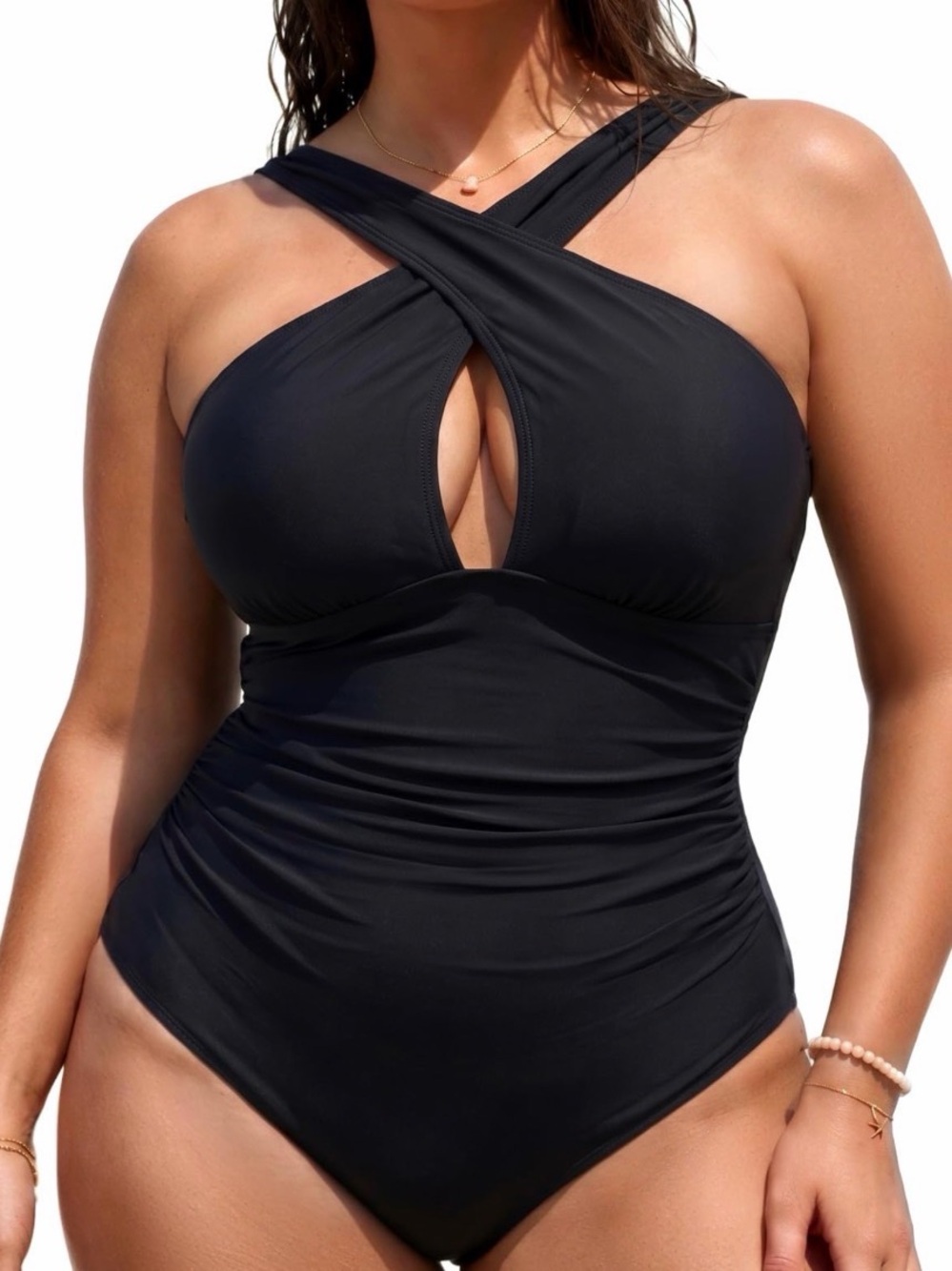 Black Crisscross One-Piece Swimsuit - Sleek Swimwear